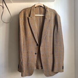 Zara Brown and Blue Checked Blazer
